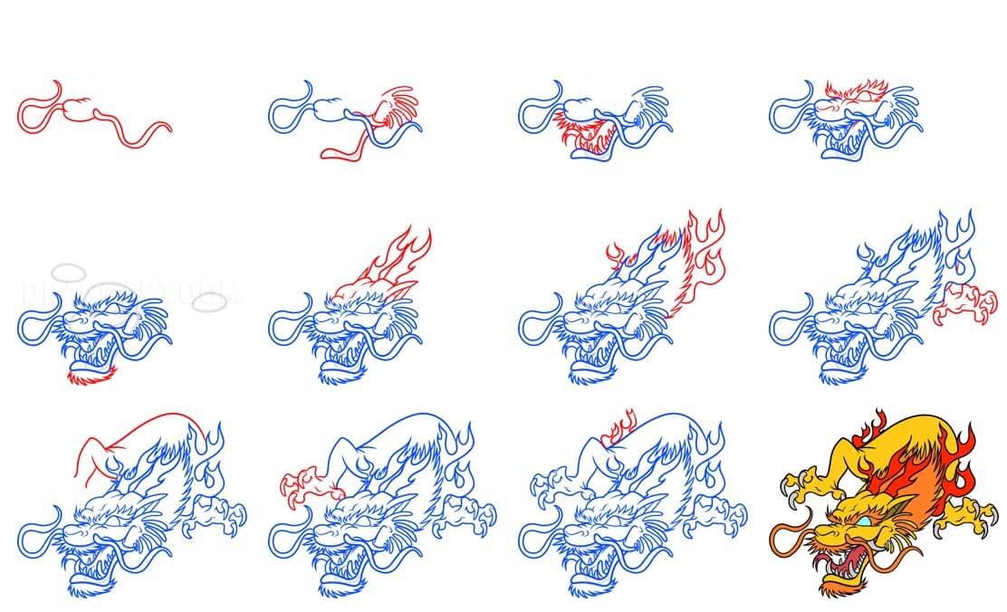 How to draw Oriental dragon ideas (16)