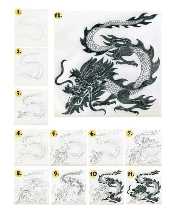 How to draw Oriental dragon ideas (4)