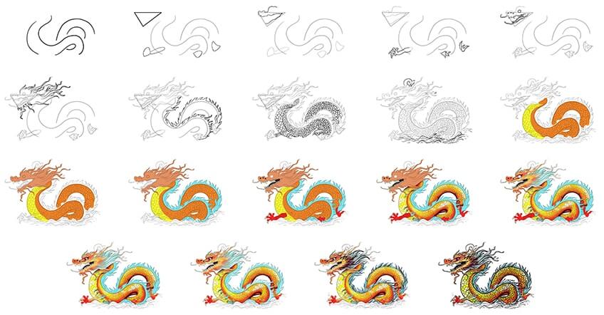 How to draw Oriental dragon ideas (9)