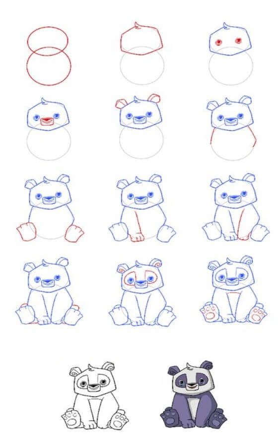 Panda bear idea (15) Drawing Ideas