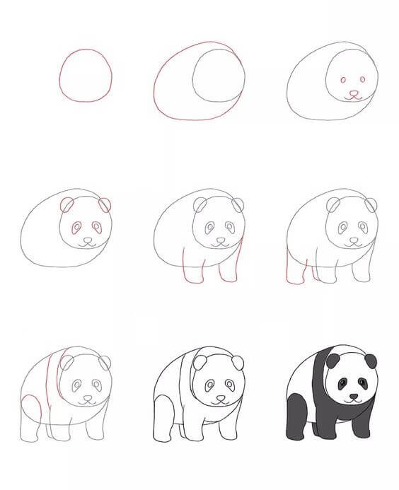Panda bear idea (17) Drawing Ideas
