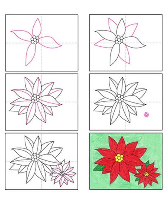 How to draw Poinsettia idea (2)