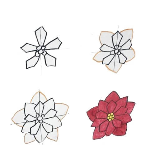 How to draw Poinsettia idea (3)