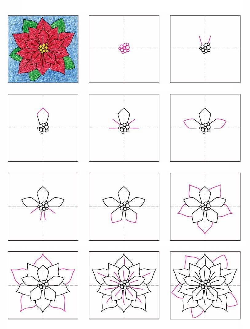 How to draw Poinsettia idea (6)