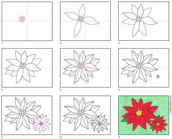 How to draw Poinsettia idea (7)