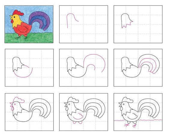 How to draw Rooster idea (1)