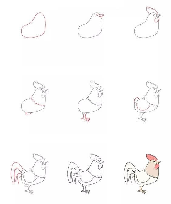 How to draw Rooster idea (15)