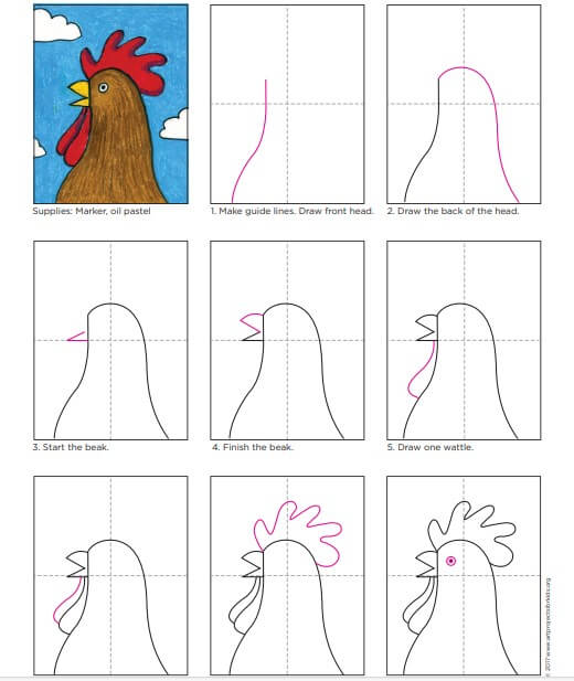 How to draw Rooster idea (18)