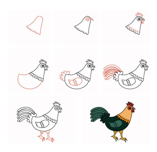 Rooster idea (20) Drawing Ideas