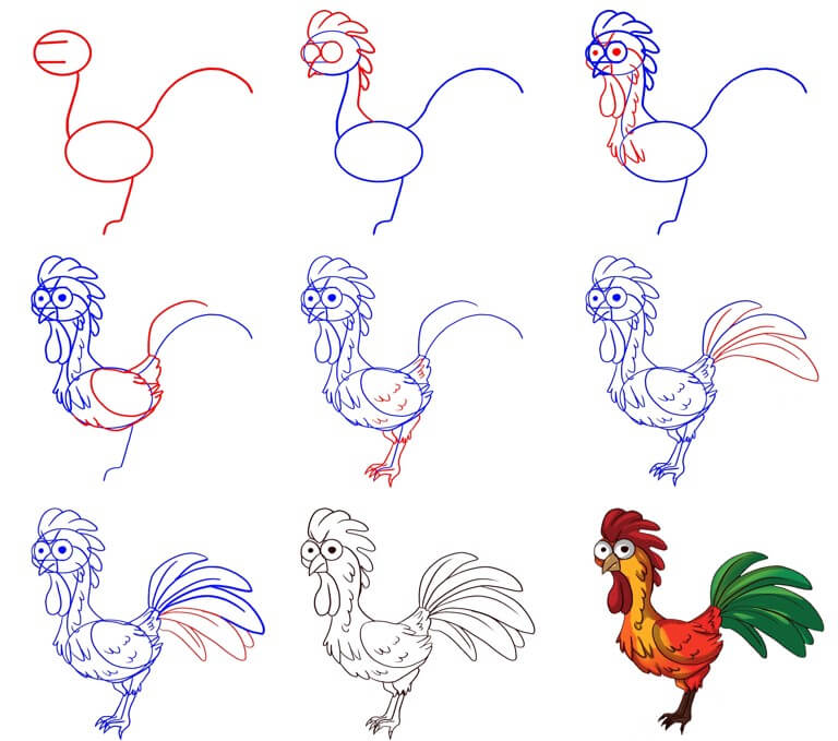 Rooster idea (25) Drawing Ideas