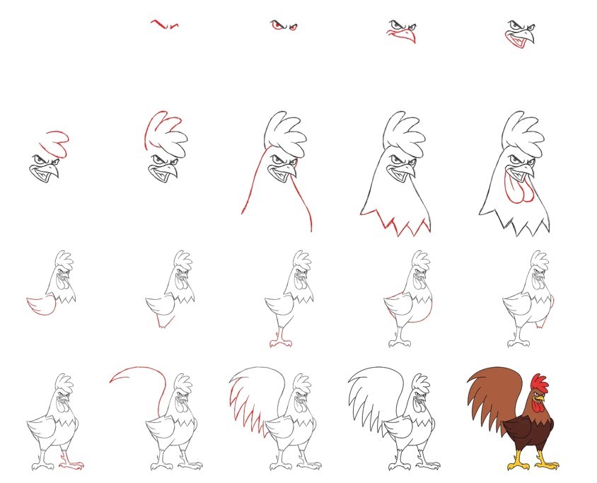 How to draw Rooster idea (29)