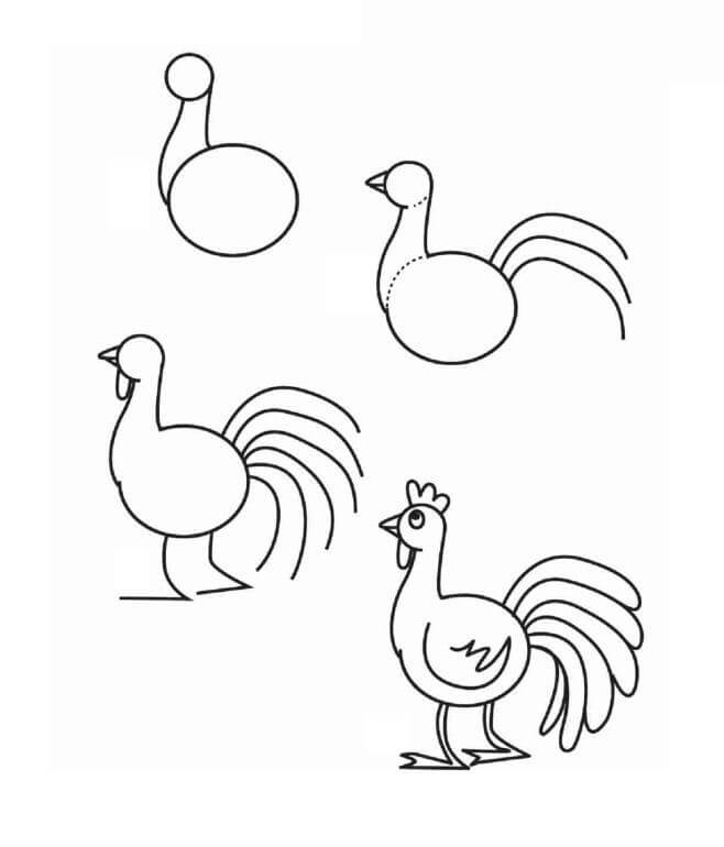 How to draw Rooster idea (5)