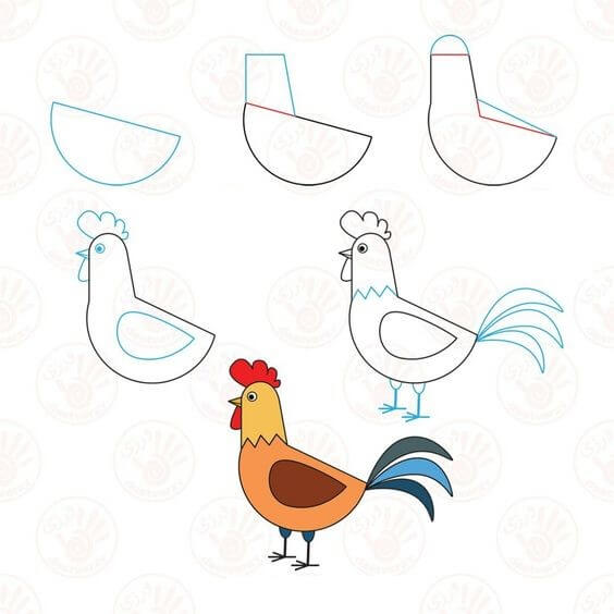 How to draw Rooster idea (6)