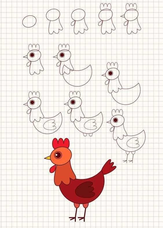 How to draw Rooster idea (7)