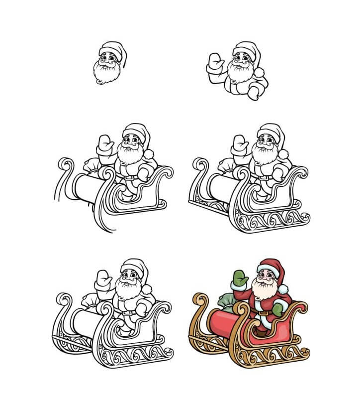 Santa sleigh 3 Drawing Ideas