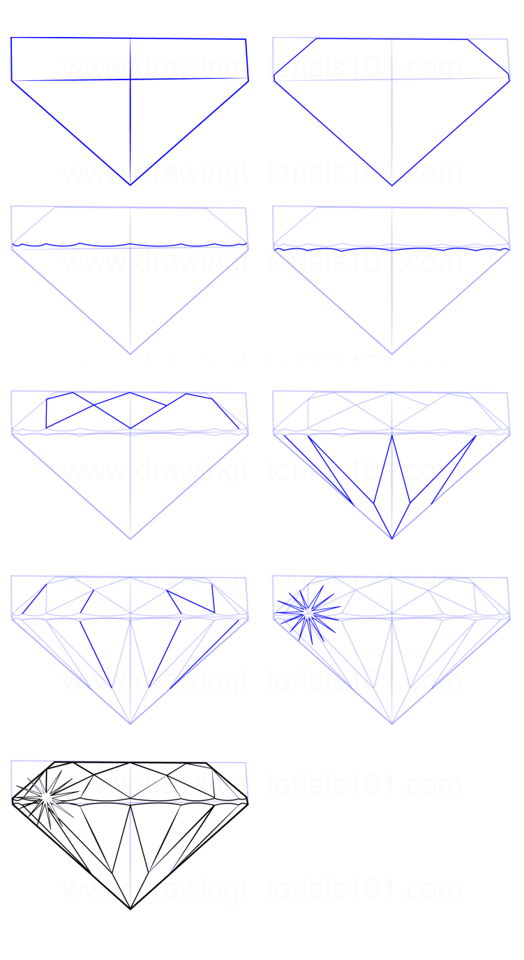 How to draw Simple diamond drawing