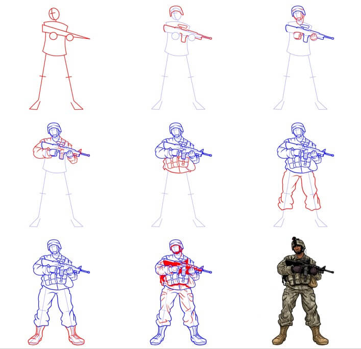 How to draw Soldier idea (11)