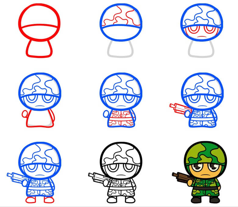 How to draw Soldier idea (15)