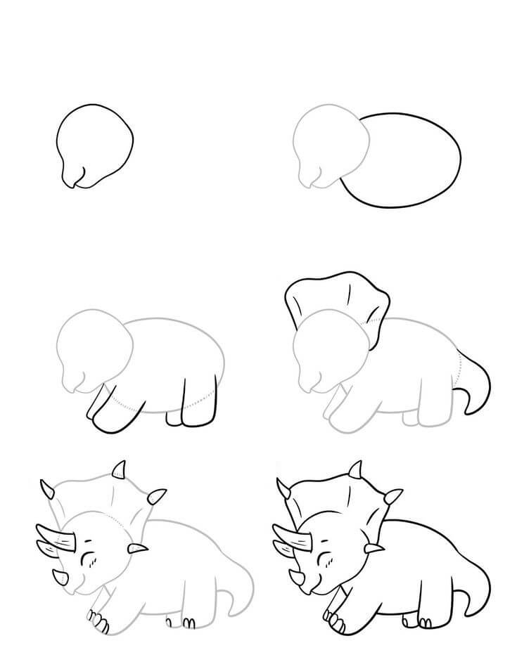 How to draw Triceratops idea (1)