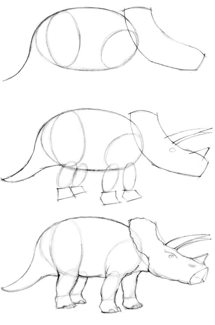 How to draw Triceratops idea (14)