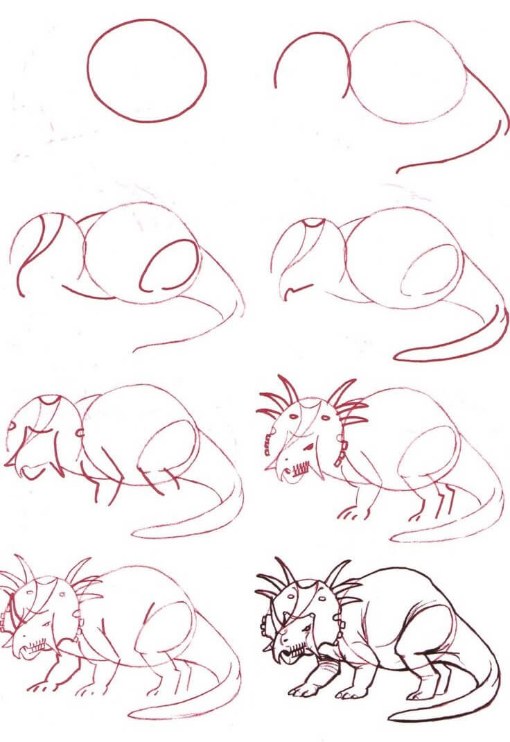 How to draw Triceratops idea (17)