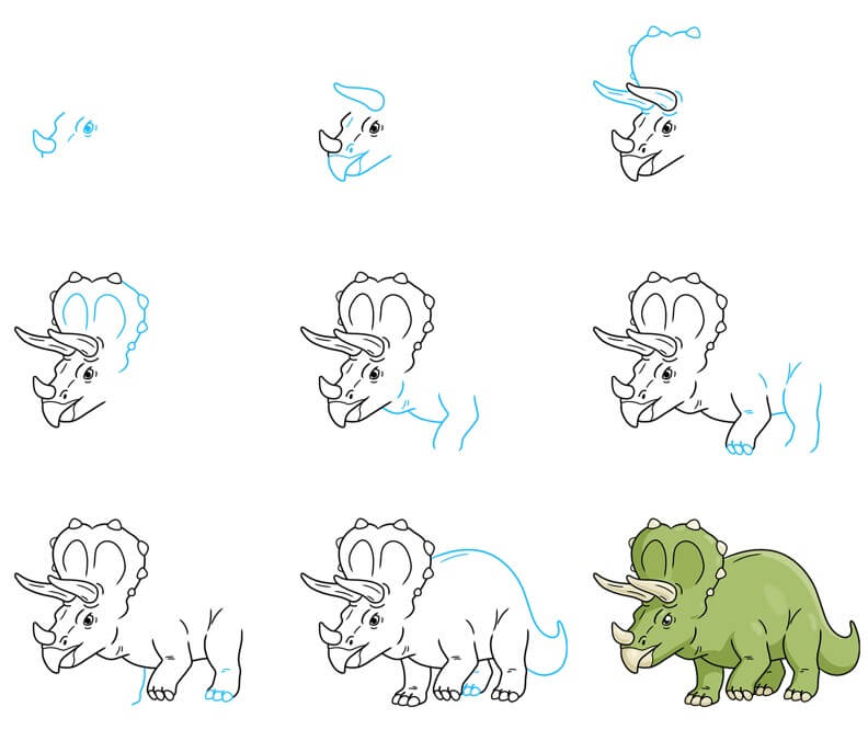 How to draw Triceratops idea (21)