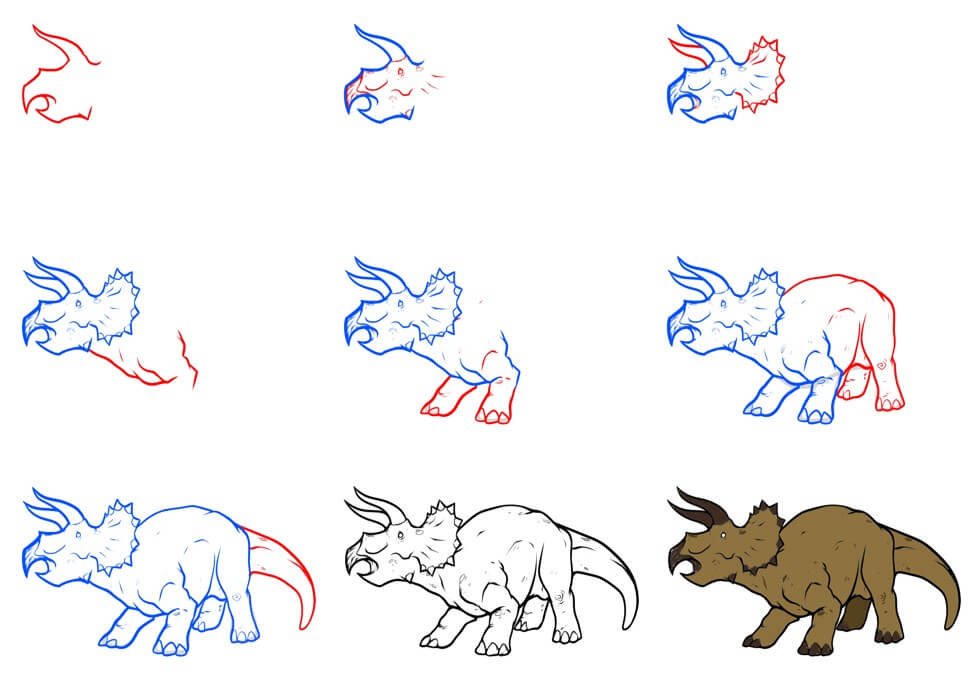 How to draw Triceratops idea (27)