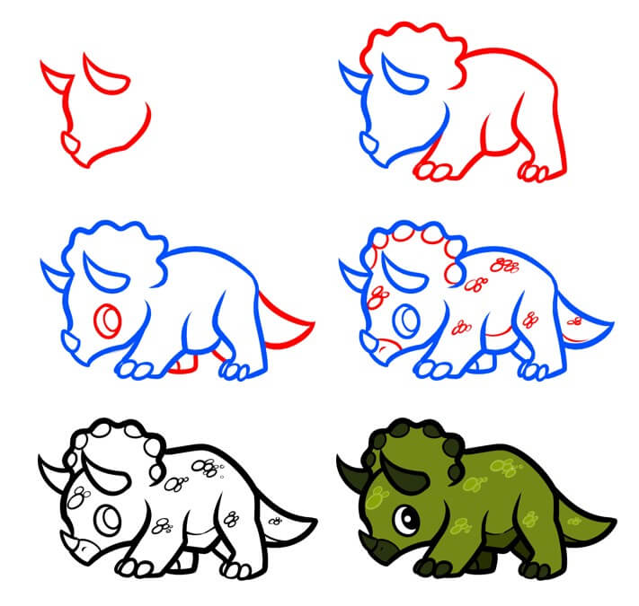 How to draw Triceratops idea (28)