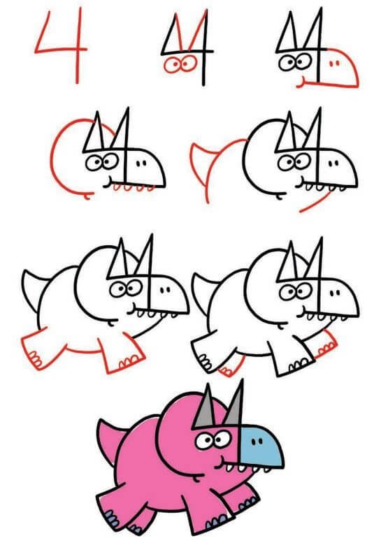 How to draw Triceratops idea (3)