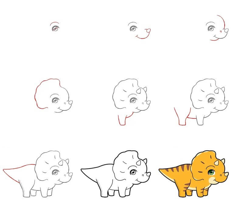 How to draw Triceratops idea (30)