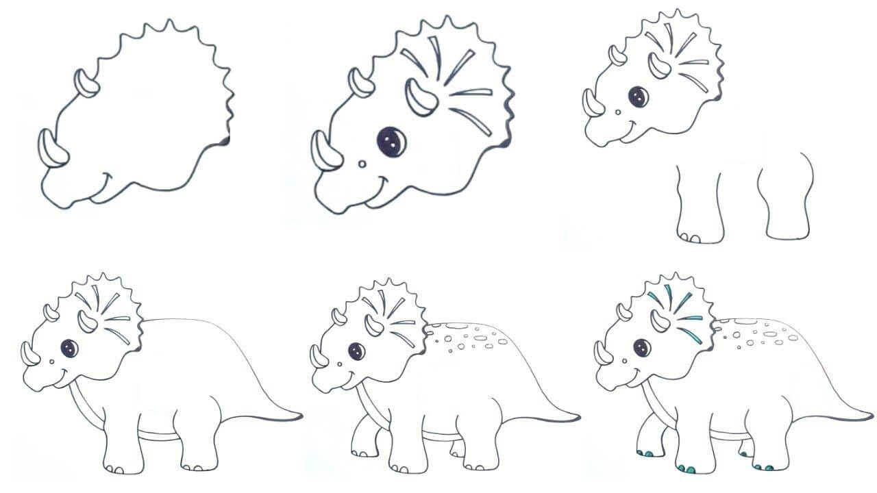 How to draw Triceratops idea (4)