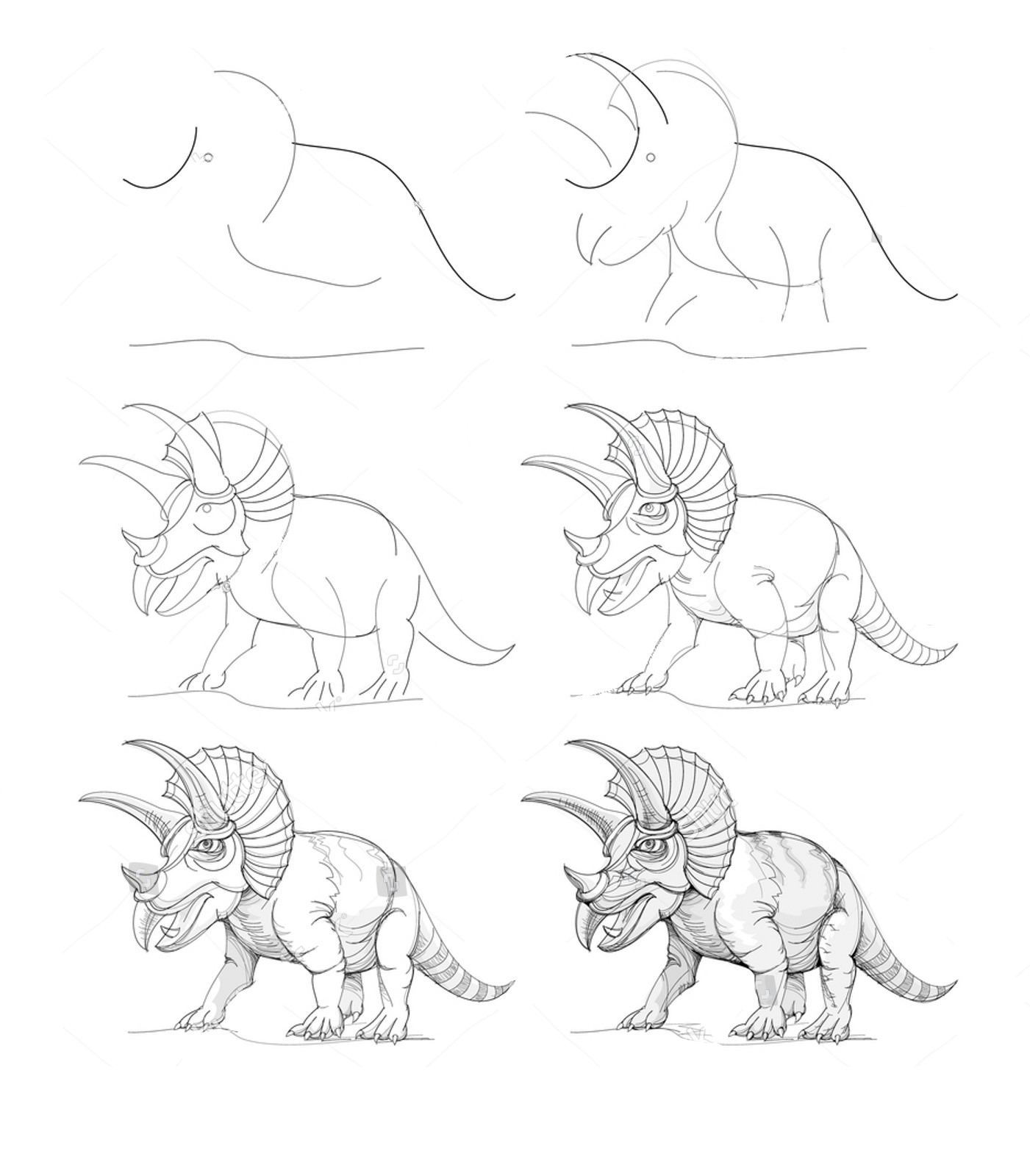 How to draw Triceratops idea (40)