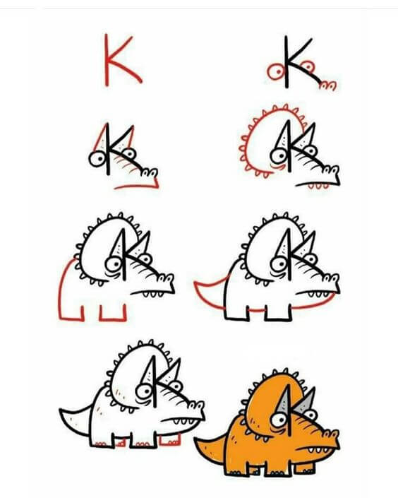 How to draw Triceratops idea (5)