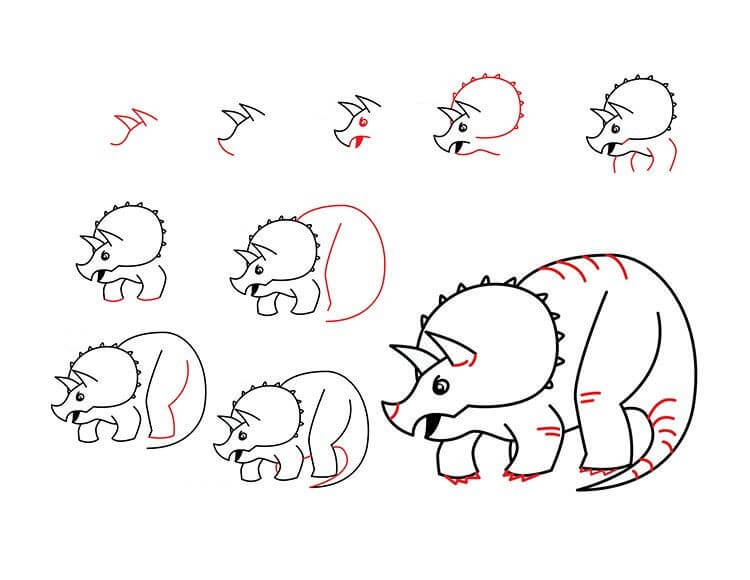 How to draw Triceratops idea (7)