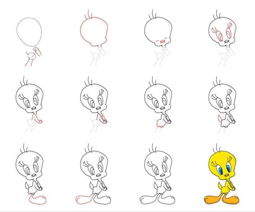 How to draw Tweey bird (13)