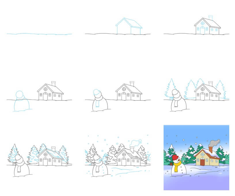 Winter landscape (11) Drawing Ideas