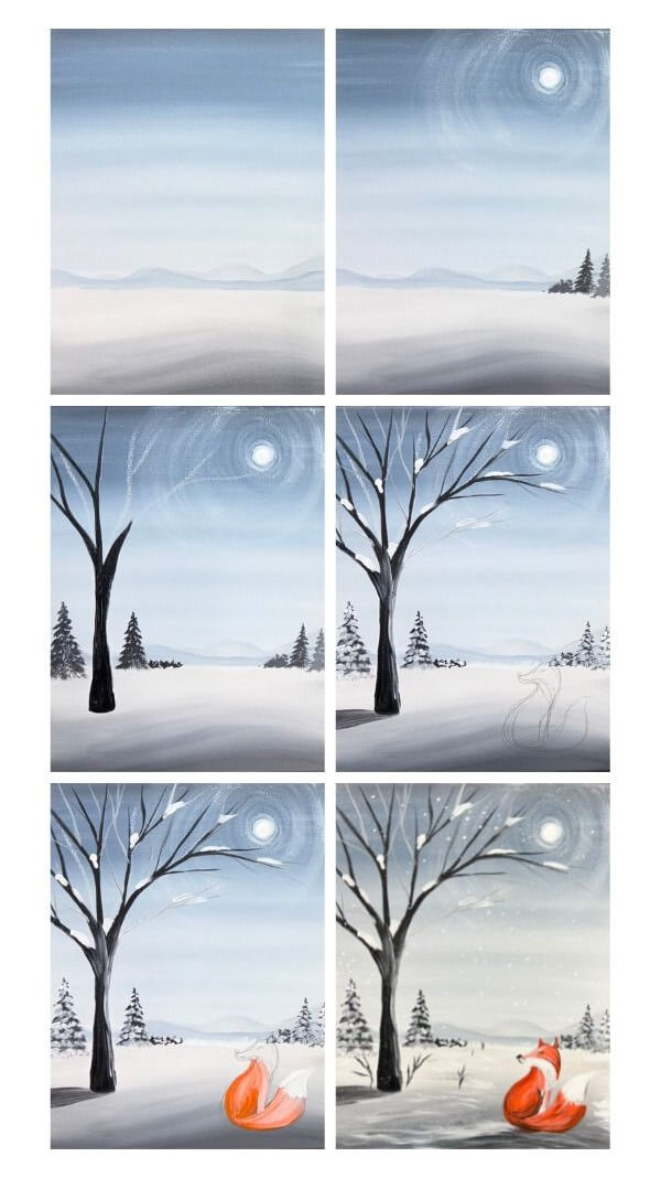 How to draw Winter landscape (2)