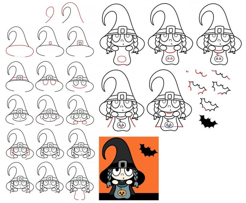 How to draw Witch idea (19)