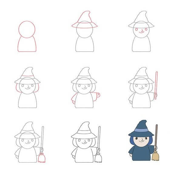 How to draw Witch idea (3)