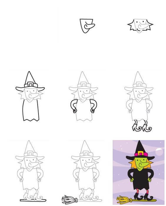 How to draw Witch idea (6)