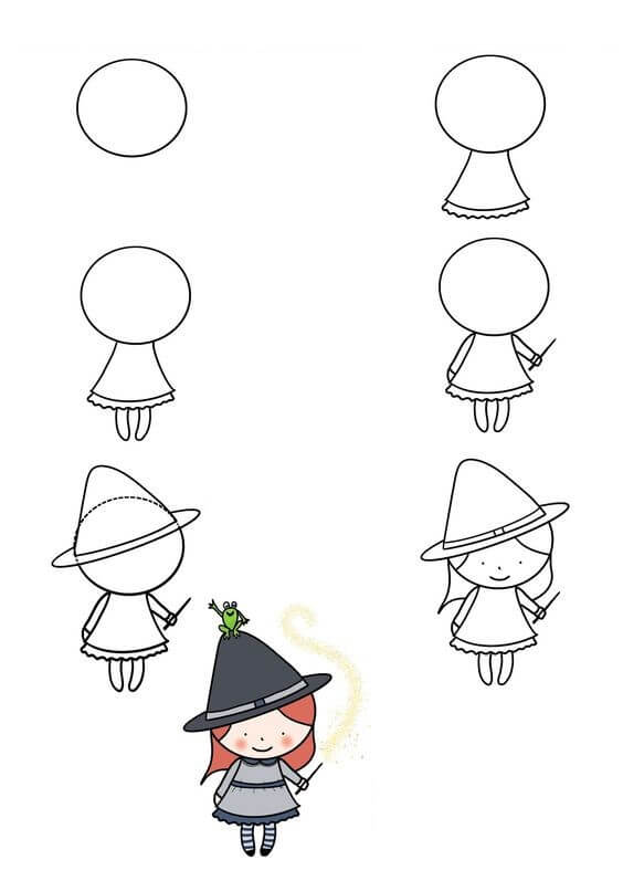 How to draw Witch idea (7)