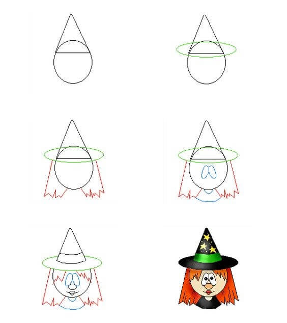 How to draw Witch idea (8)