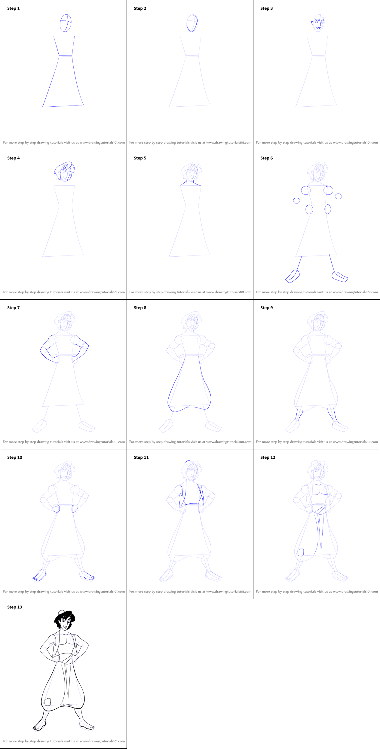 How to draw Aladdin simple (1)