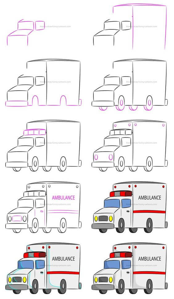 How to draw Ambulance idea (8)