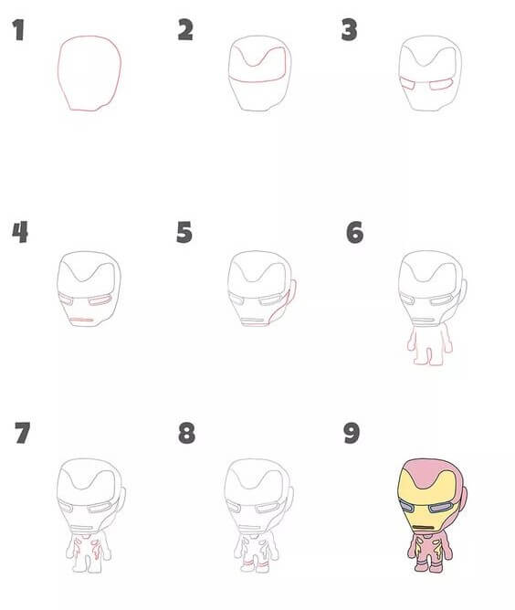 How to draw Baby iron man (2)