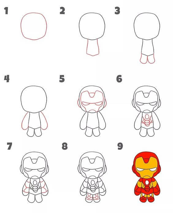 How to draw Baby iron man (3)