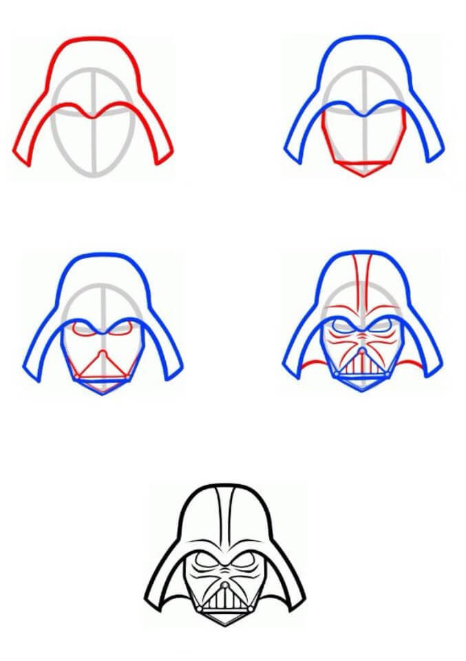 How to draw Darth vader head (6)