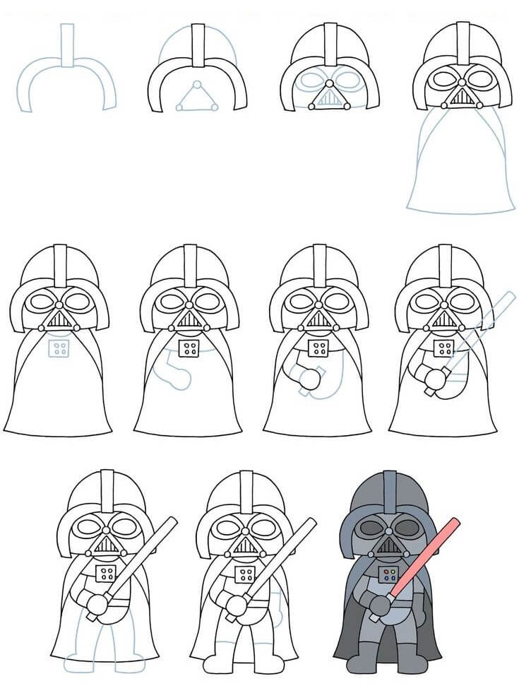 How to draw Darth vader idea (1)