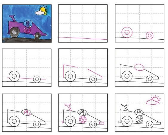 How to draw F1 racing car idea (1)