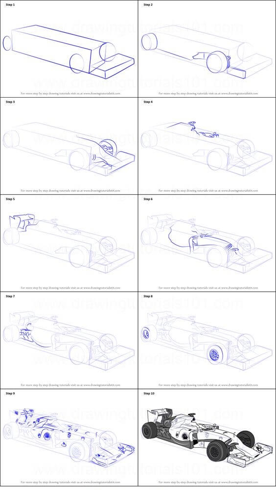 How to draw F1 racing car idea (2)